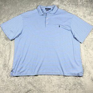 Polo Ralph Lauren Blue White Stripe Polo Shirt Men’s 4XB Pima Cotton Logo